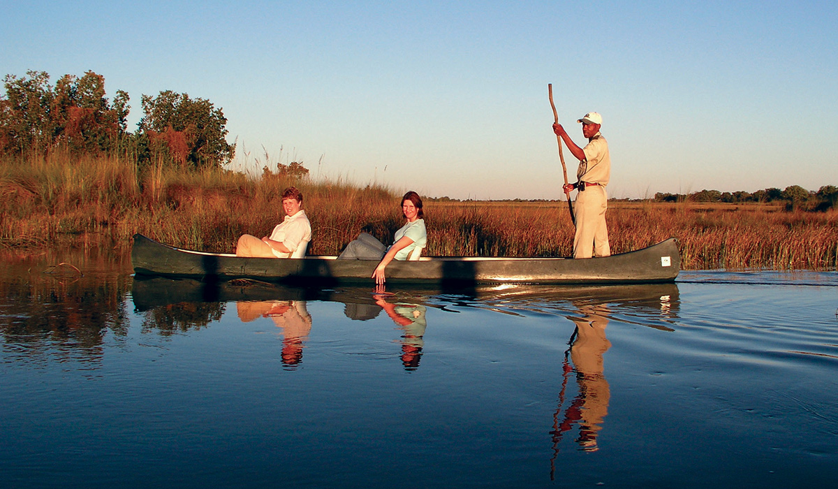 Canoeing on safari in Botswana